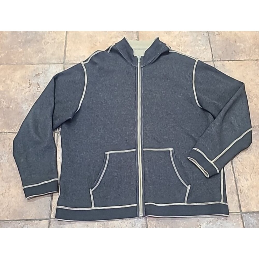 Cremieux Reversible Long Sleeve Sweater Tan/Gray, Size XL Full Zip Casual Preppy